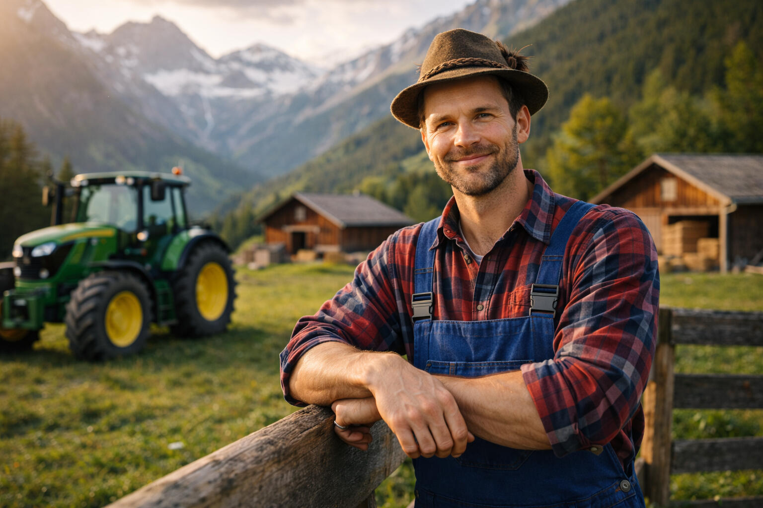 Bauer vor Bauernhof