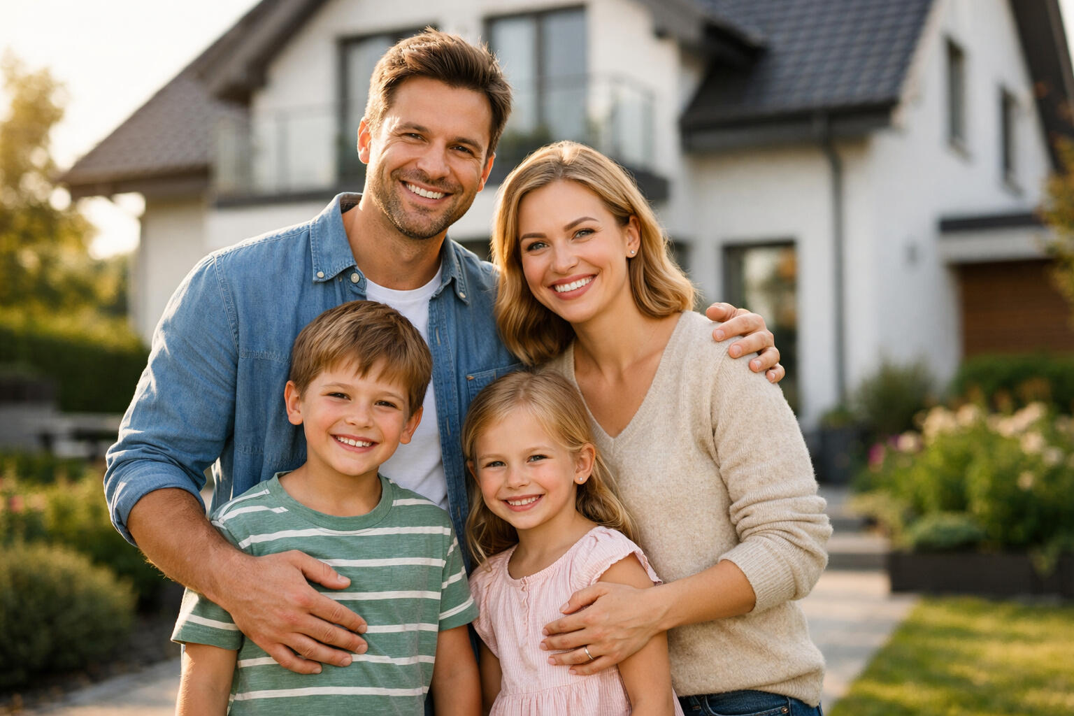 Familie vor Heim